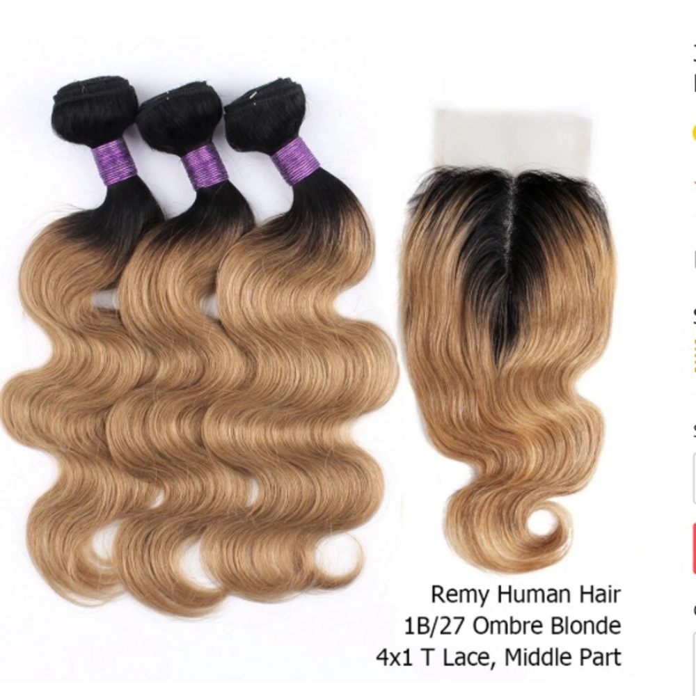 Human Hair 3 piece bundle with Closure